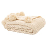 CREAM KNITTED THROW WITH MELON POMPOMS